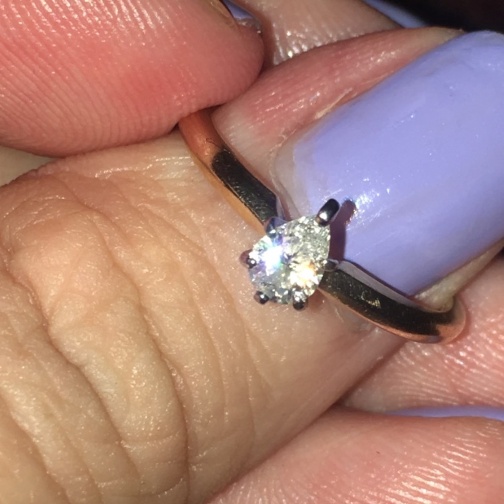 .30 carat diamond pear solitaire ring 14k YG